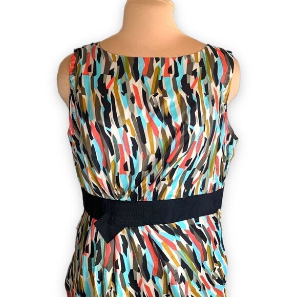 Vertigo Paris Dress Abstract Multicolored Art To Wear Sleeveless Ruched Sheath - Picture 3 of 12